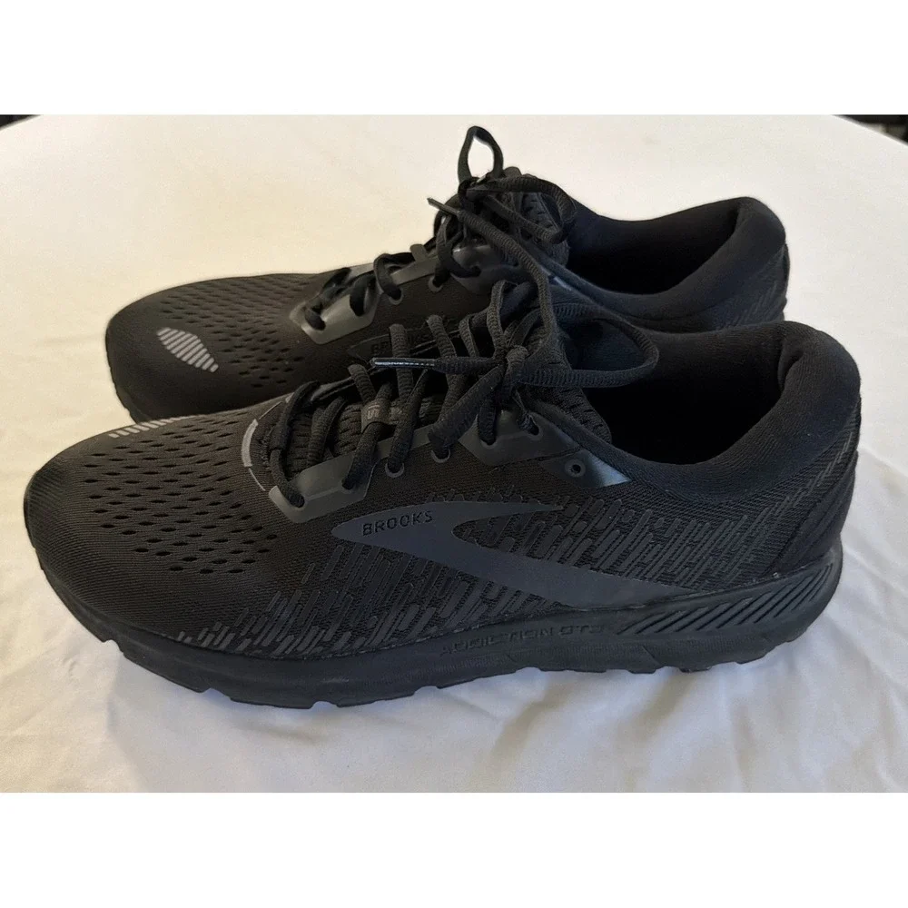 Brooks Addiction GTS 15 Triple Black Mens Size 14 Walking Running Shoes Sneakers